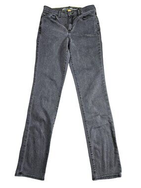 Eddie Bauer Curvy Slim Straight Jeans Womens 8 Tall Gray Charcoal Wash Stretch